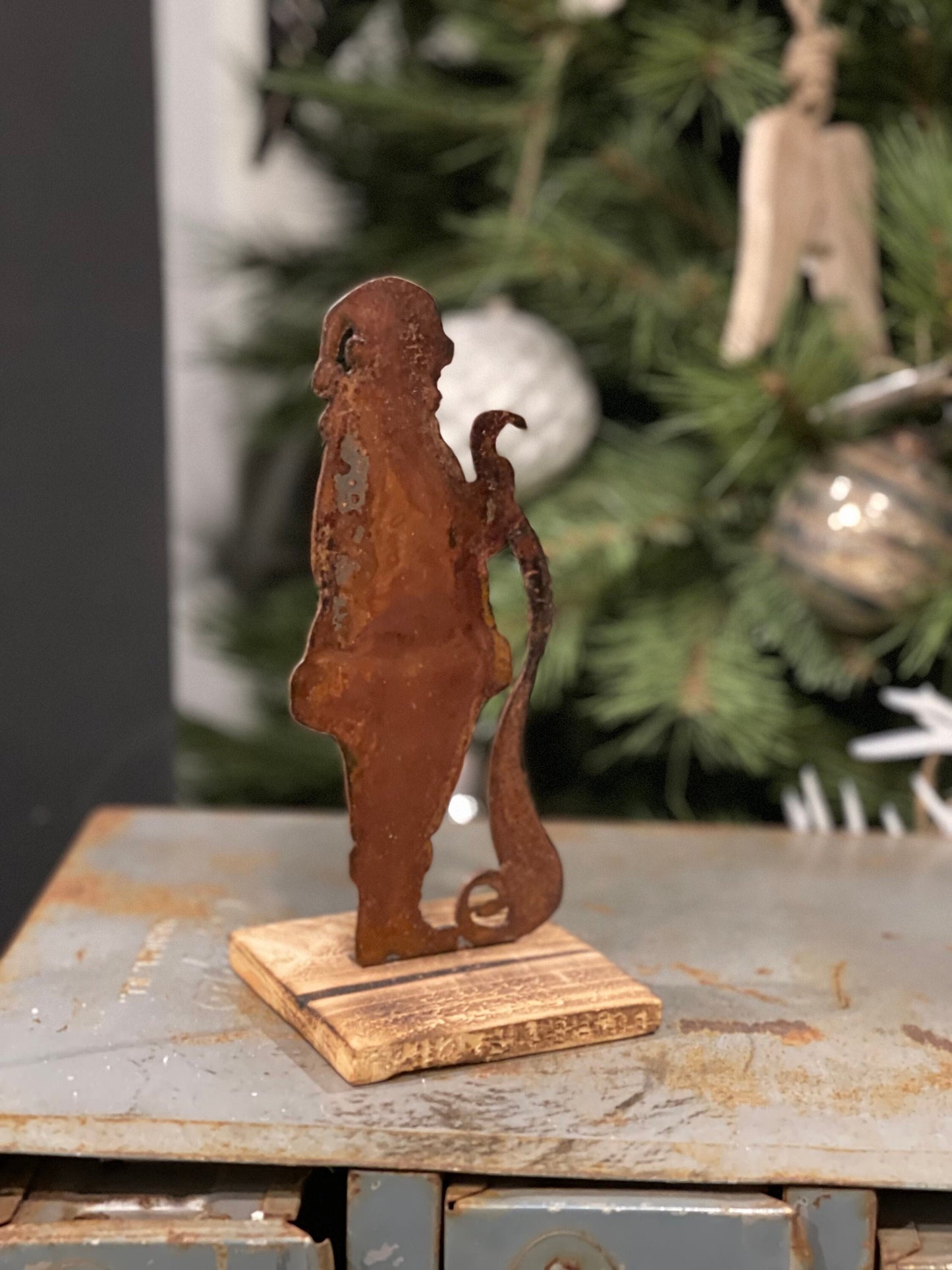 Checking His List Santa Handmade Metal Stand Decor Christmas