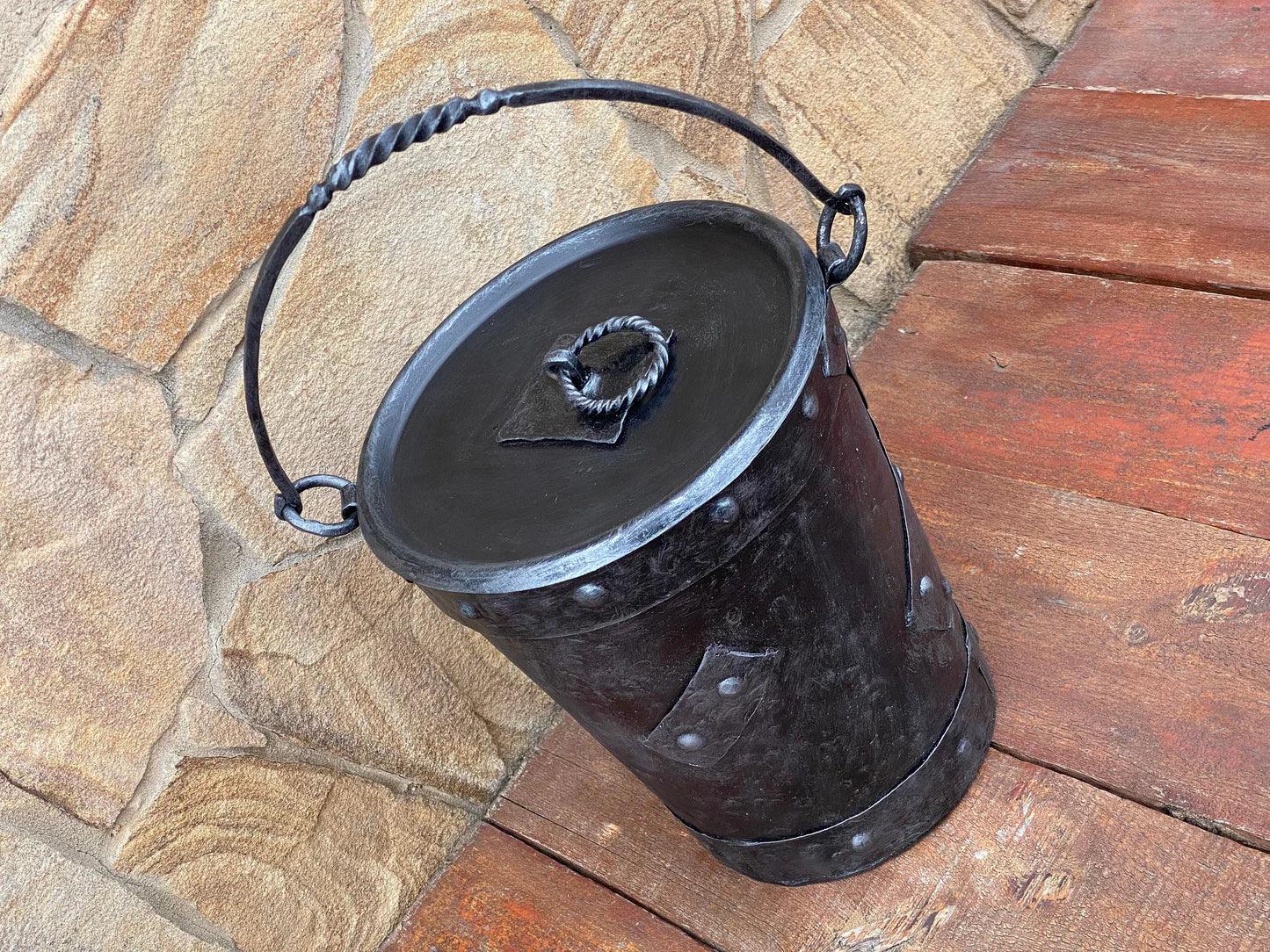 Rustic Iron Fireplace Bucket