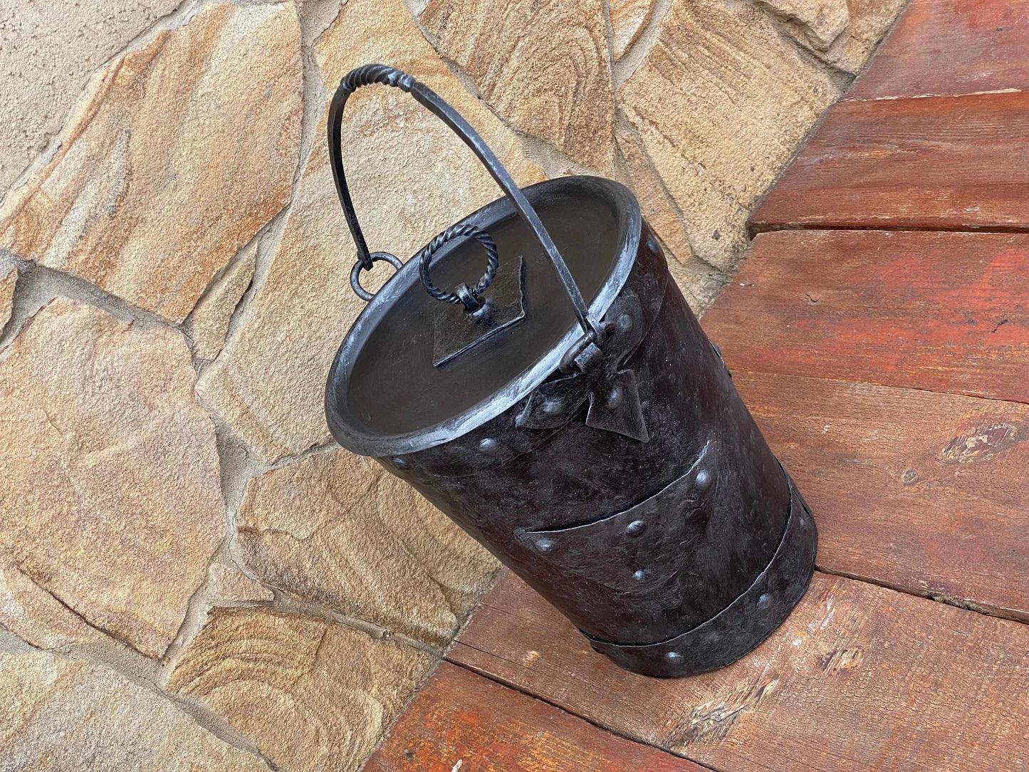 Rustic Iron Fireplace Bucket