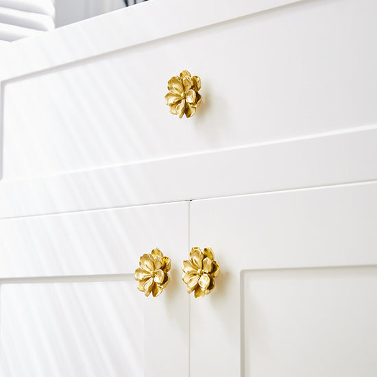 Solid Brass Camellia Drawer Pull Cabinet Knobs & Handles Drawer Pull