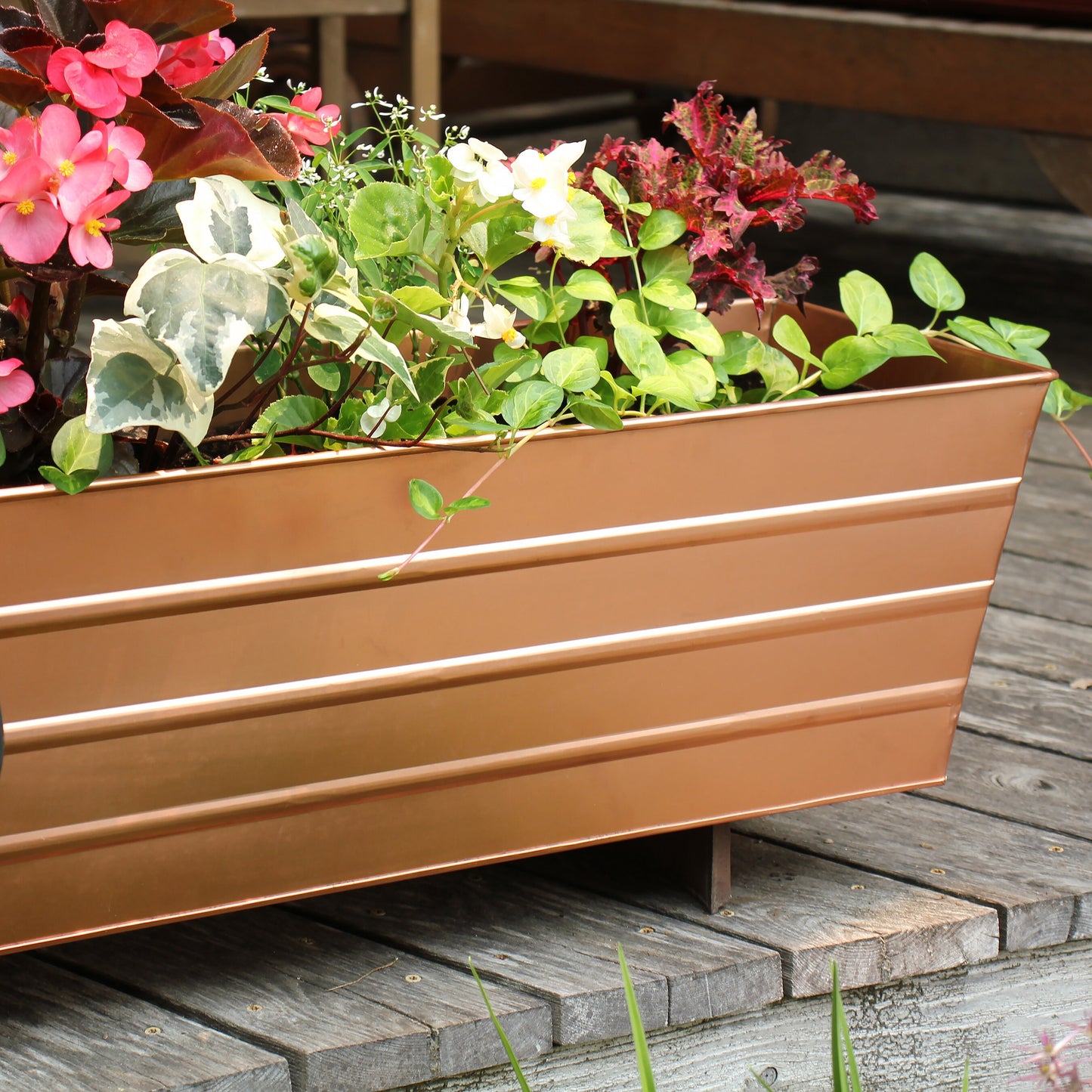 36"L Copper Plated Window Flower Box Planter- Large