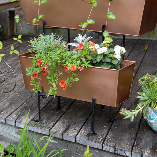 Copper Plated Flower Box with Folding Stand