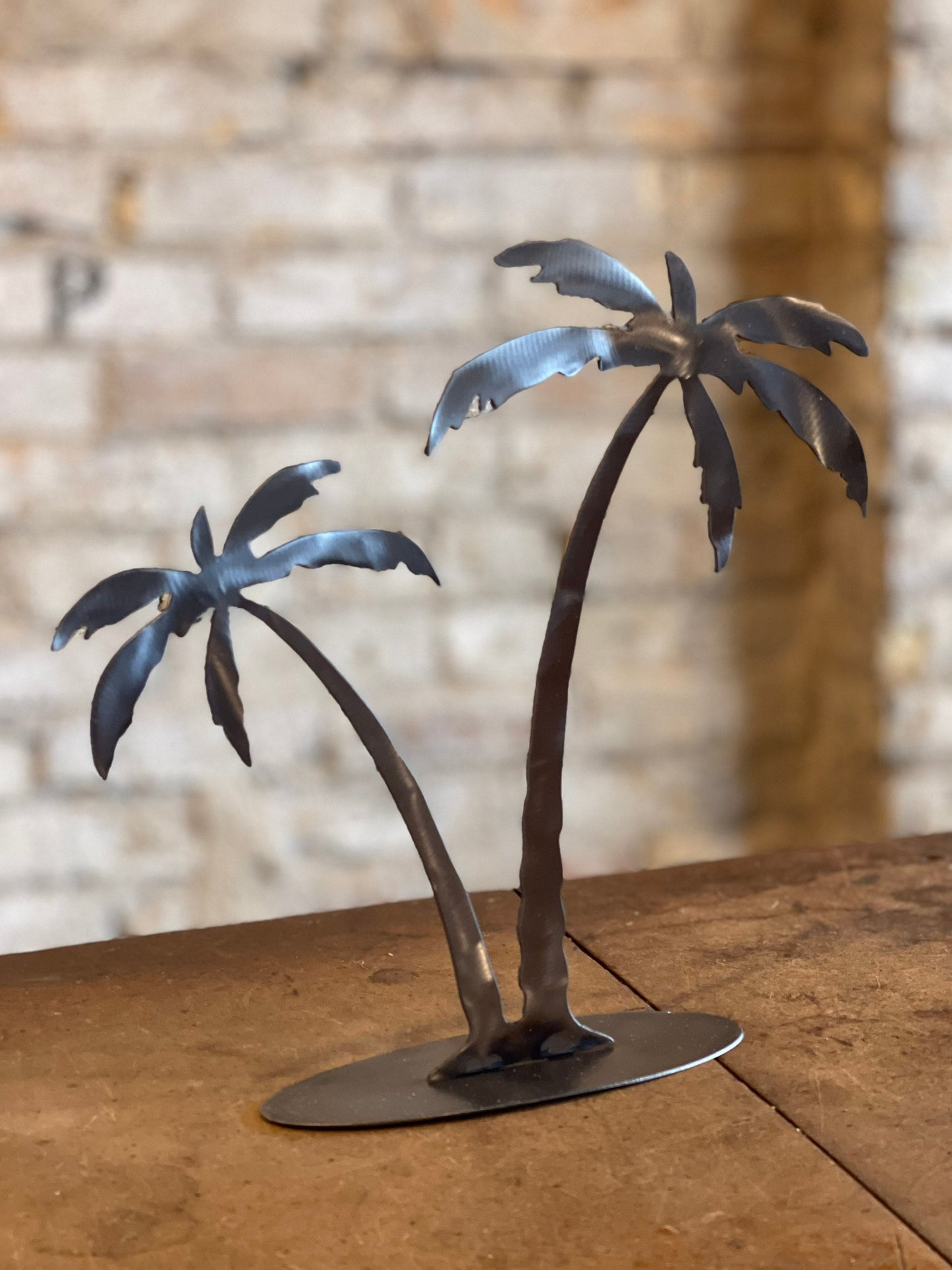 Brushed Metal Palm Trees Stand