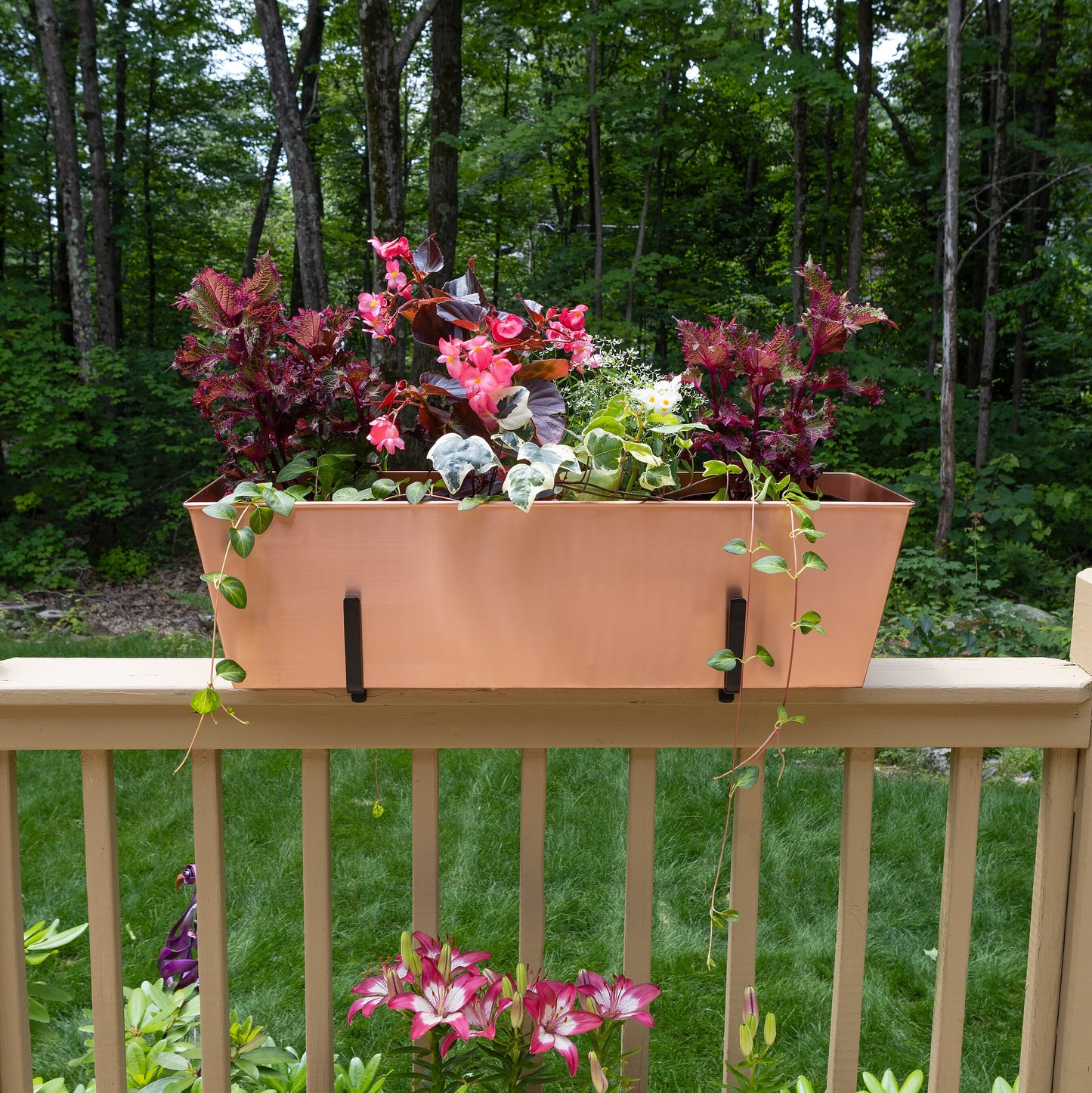 35"L Solid Copper Window Flower Box Planter- Large