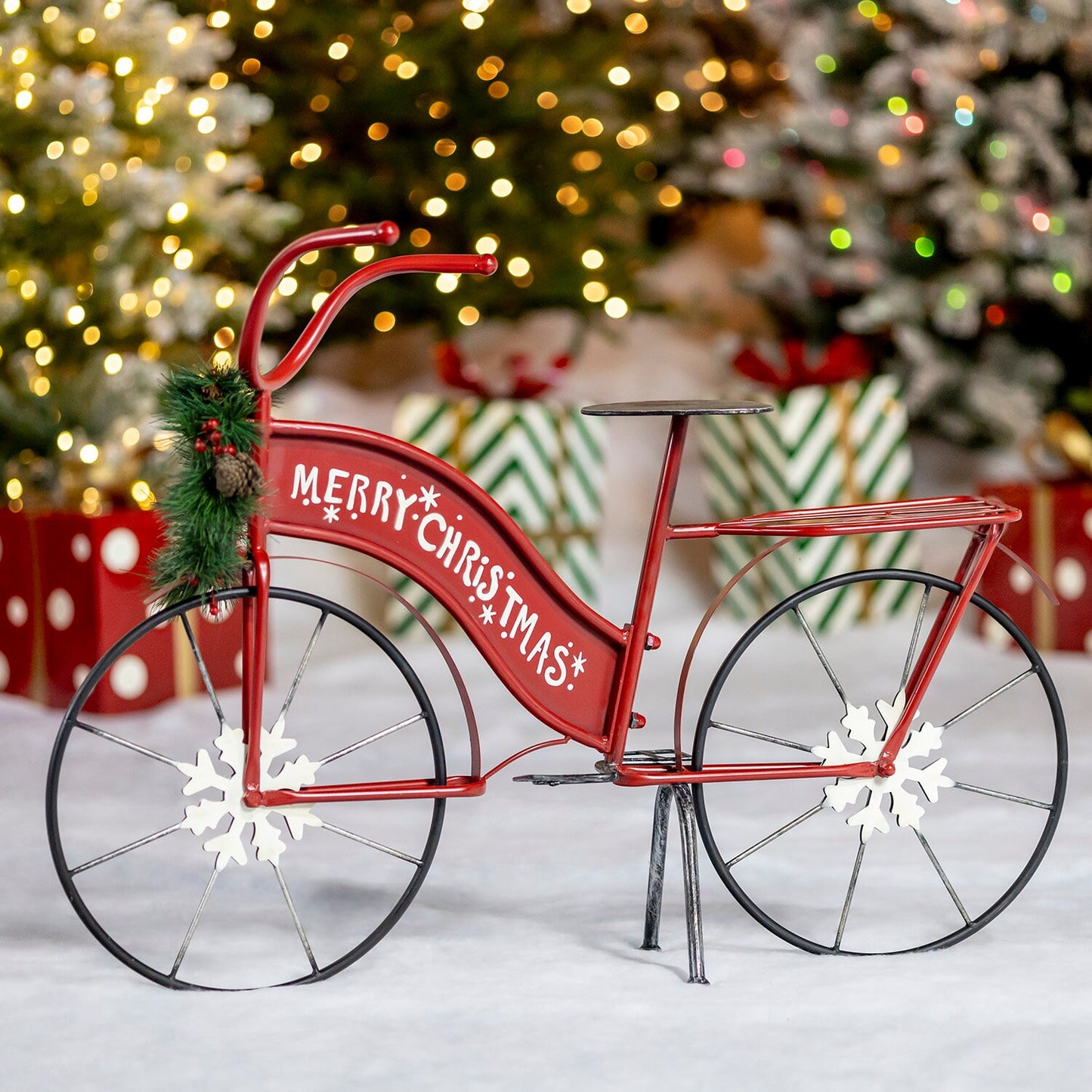 Iron "Merry Christmas" Bicycles with Wreaths Holiday Ornaments Christmas