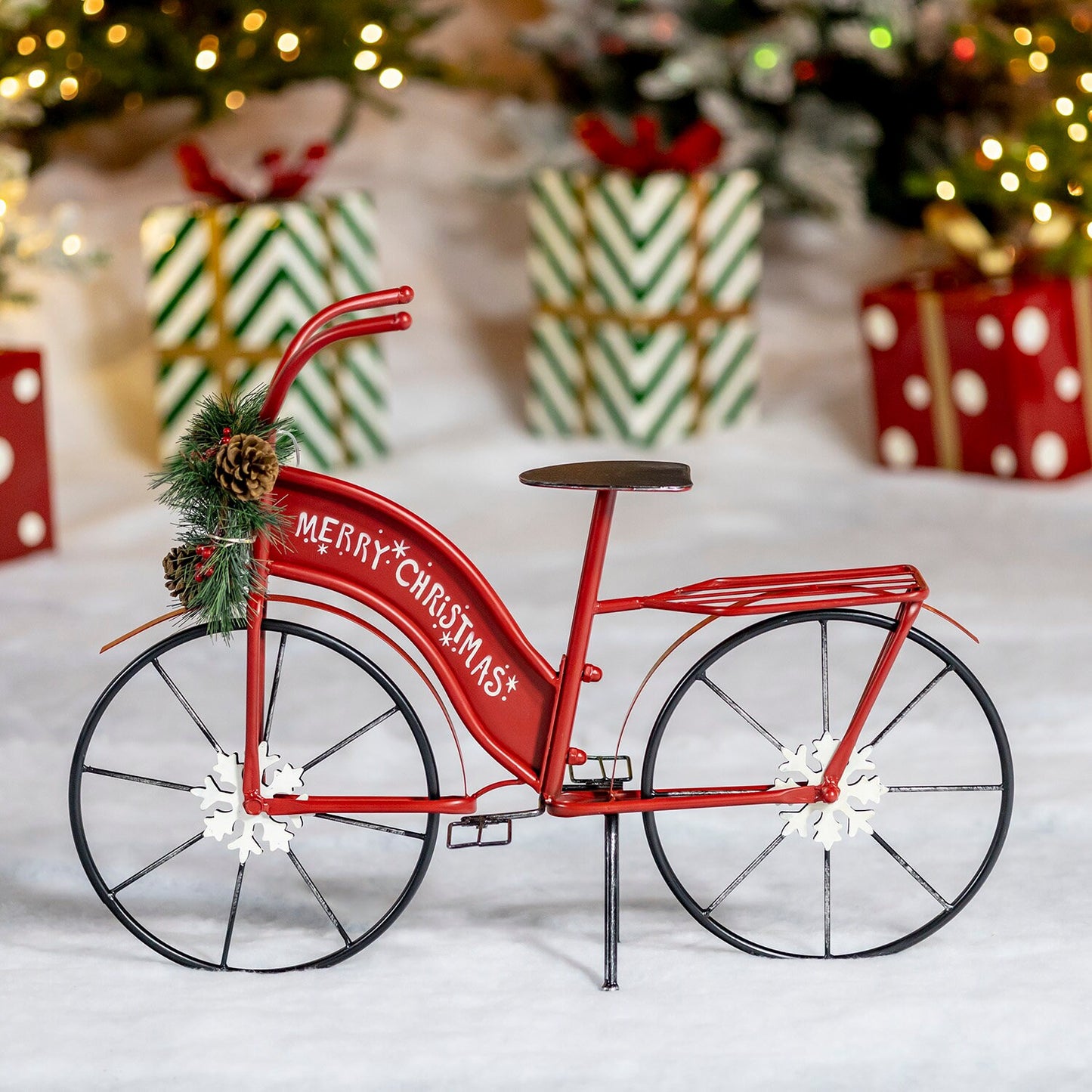 Iron "Merry Christmas" Bicycles with Wreaths Holiday Ornaments Christmas