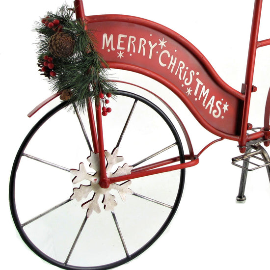 Load image into Gallery viewer, Iron &amp;quot;Merry Christmas&amp;quot; Bicycles with Wreaths Holiday Ornaments Christmas
