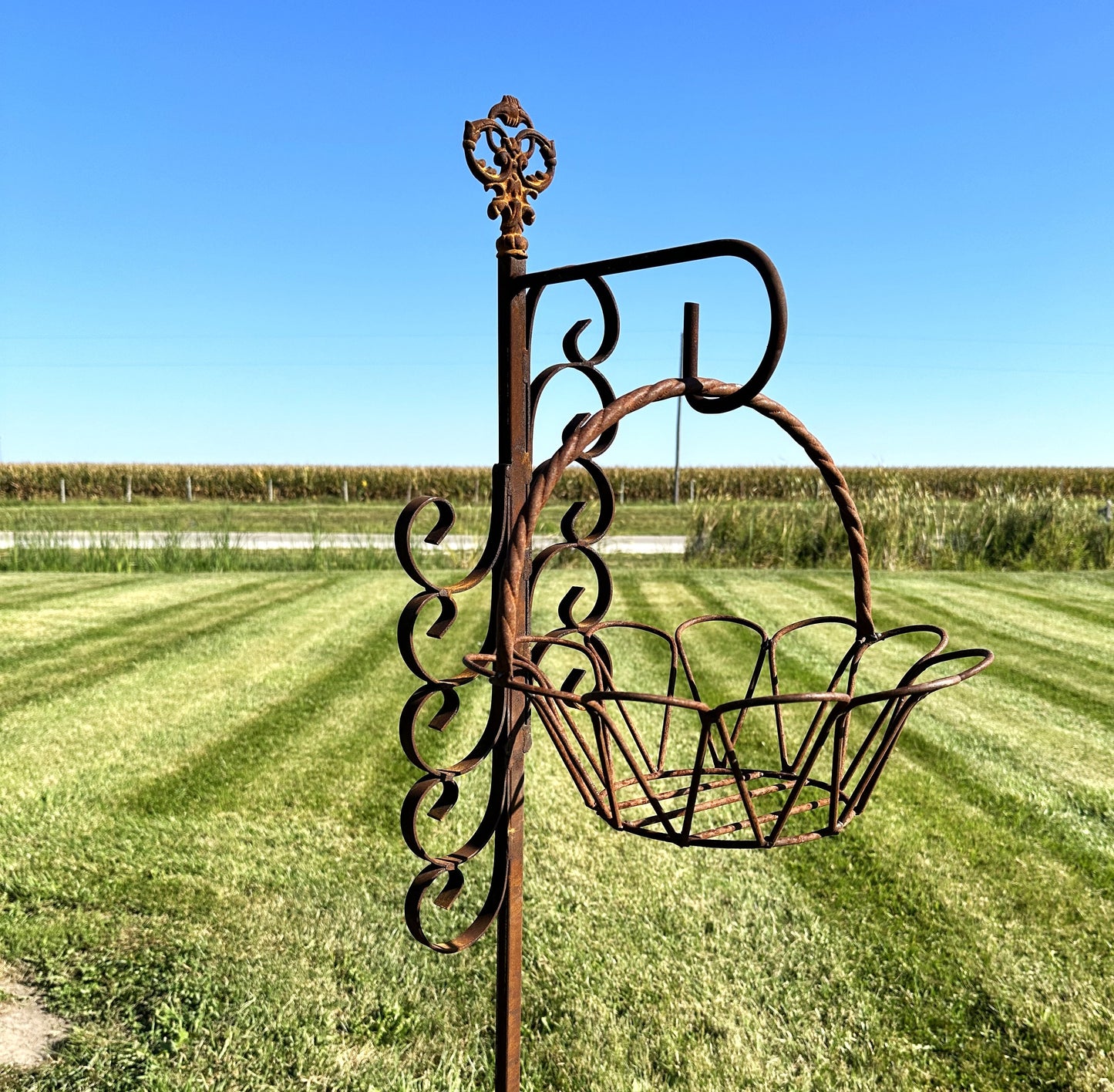 Wrought Iron Sheperds Hook | Rustic Yard Hanger