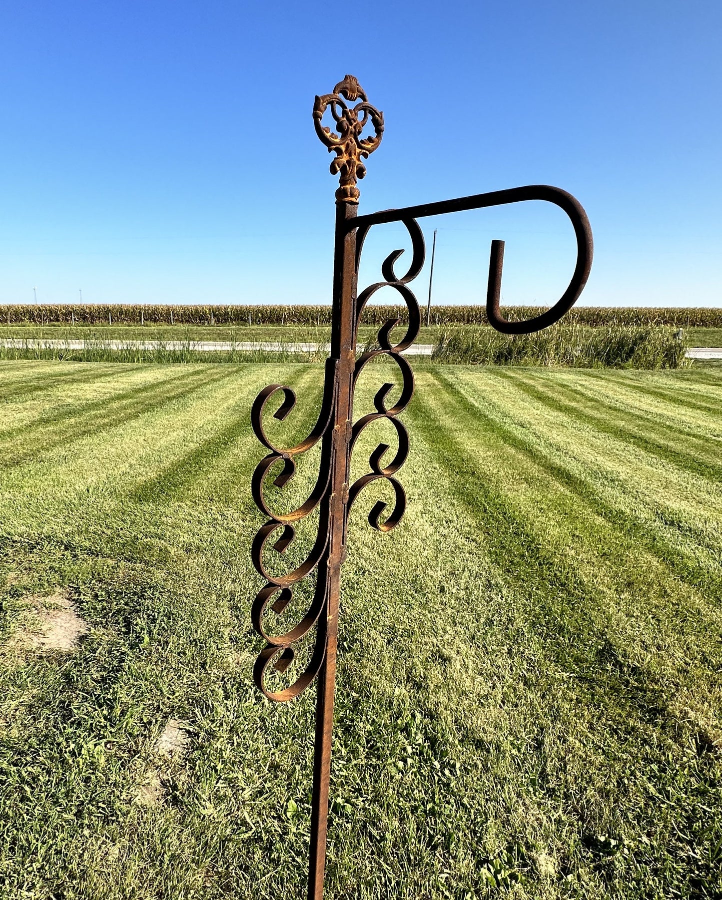 Wrought Iron Sheperds Hook | Rustic Yard Hanger