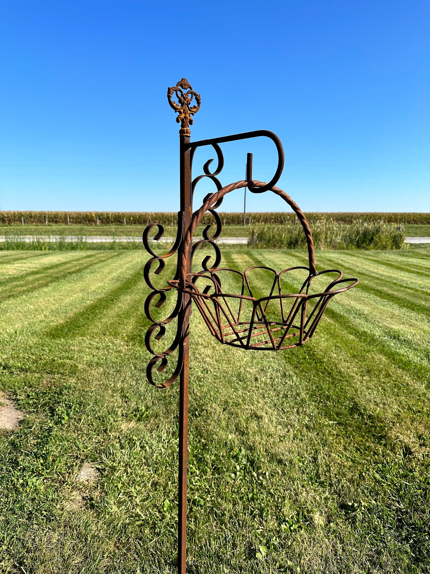 Wrought Iron Sheperds Hook | Rustic Yard Hanger