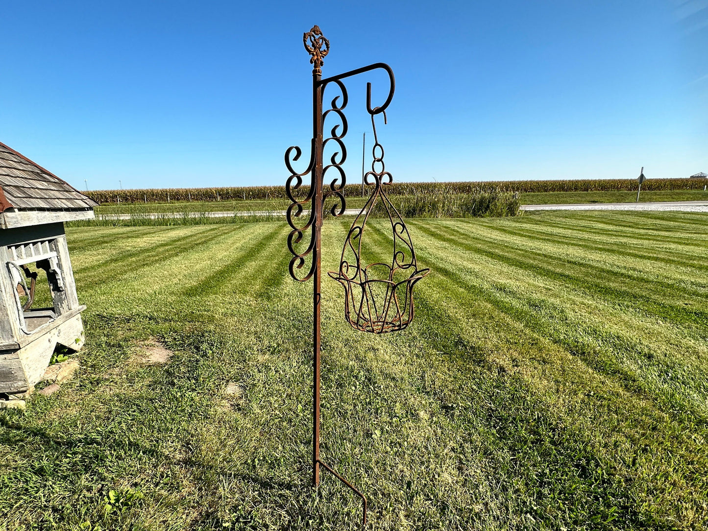 Wrought Iron Sheperds Hook | Rustic Yard Hanger