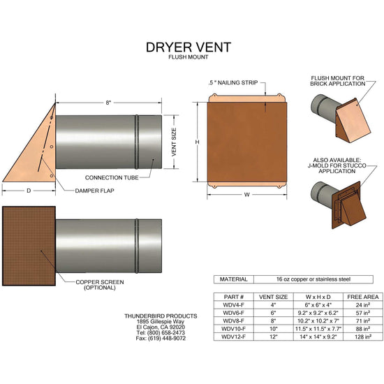 Stainless Steel Dryer Exhaust Vent (4" - 12") Vents & Flues Home Accessary