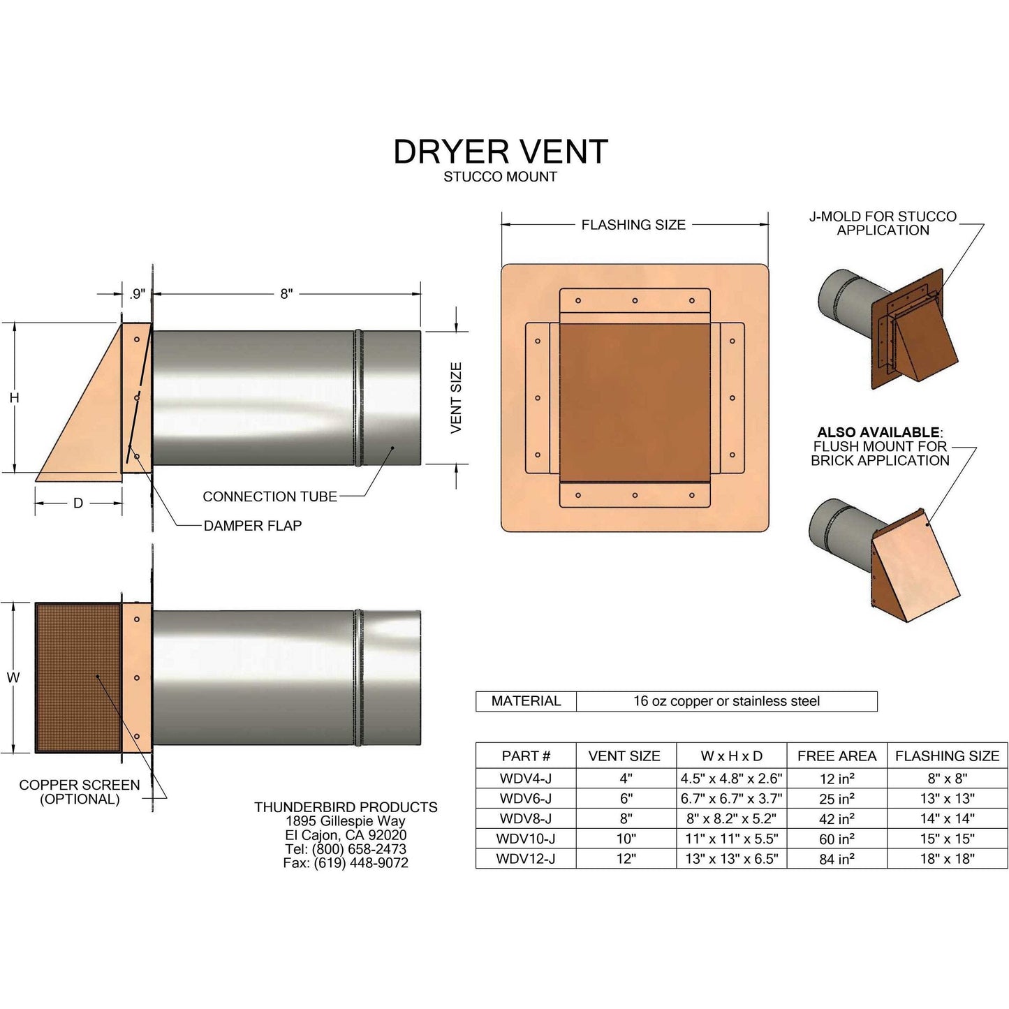 Stainless Steel Dryer Exhaust Vent (4" - 12") Vents & Flues Home Accessary