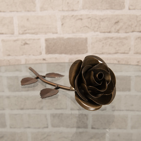 Hand-Forged Bronze Rose Decor Gift