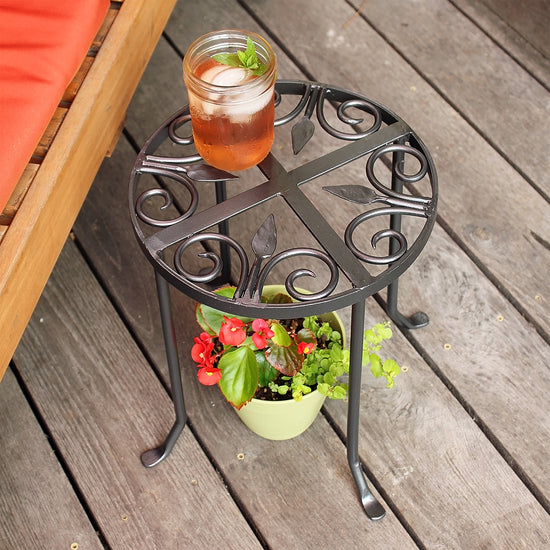 Scrollwork Wrought Iron Side Table
