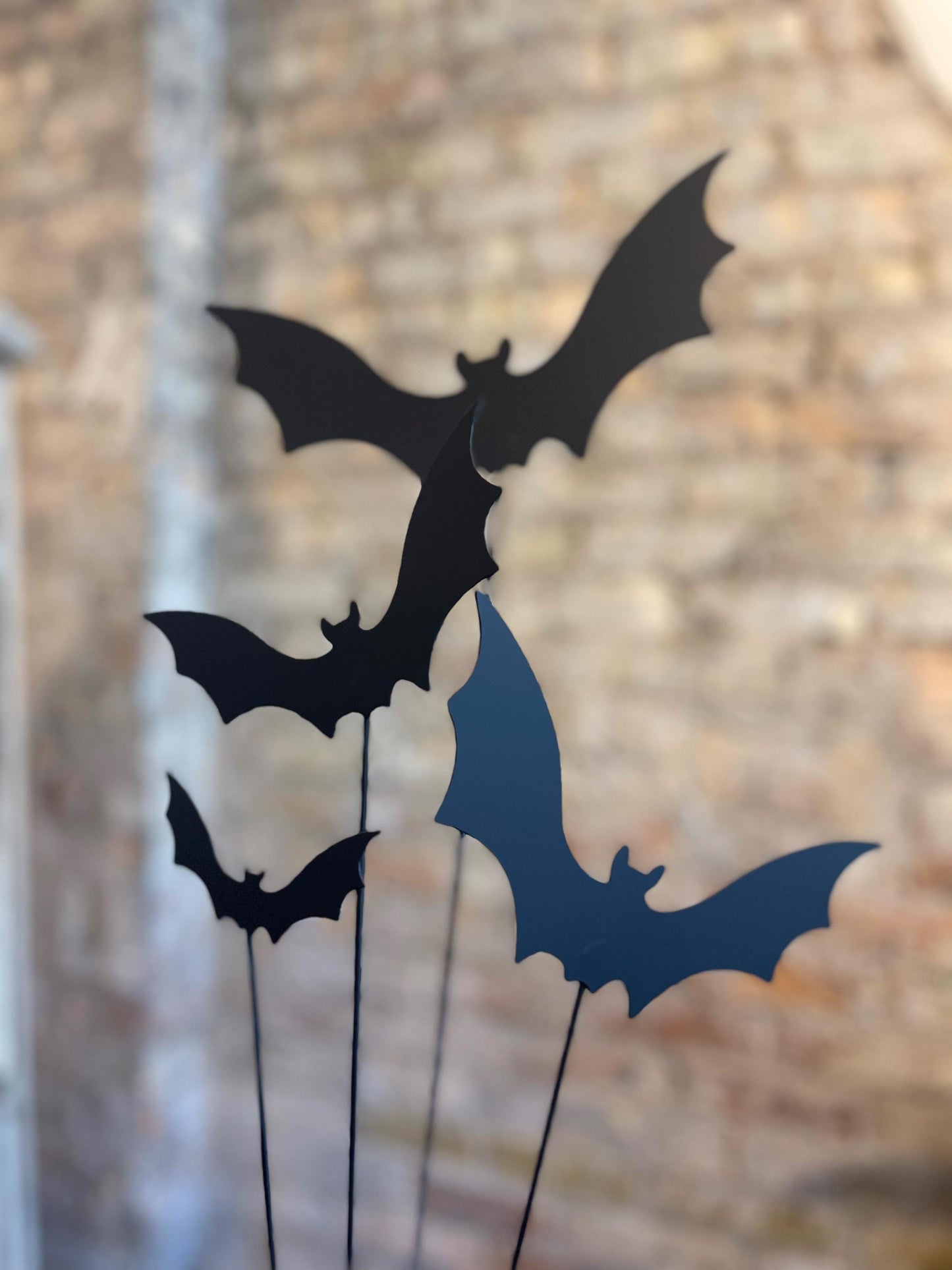 Bats Metal Garden Stakes Set Decor Halloween