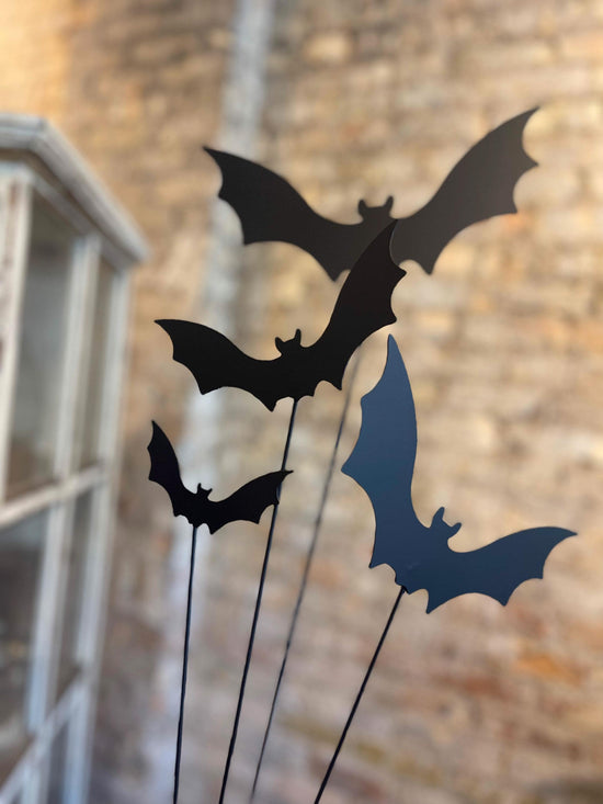 Bats Metal Garden Stakes Set Decor Halloween