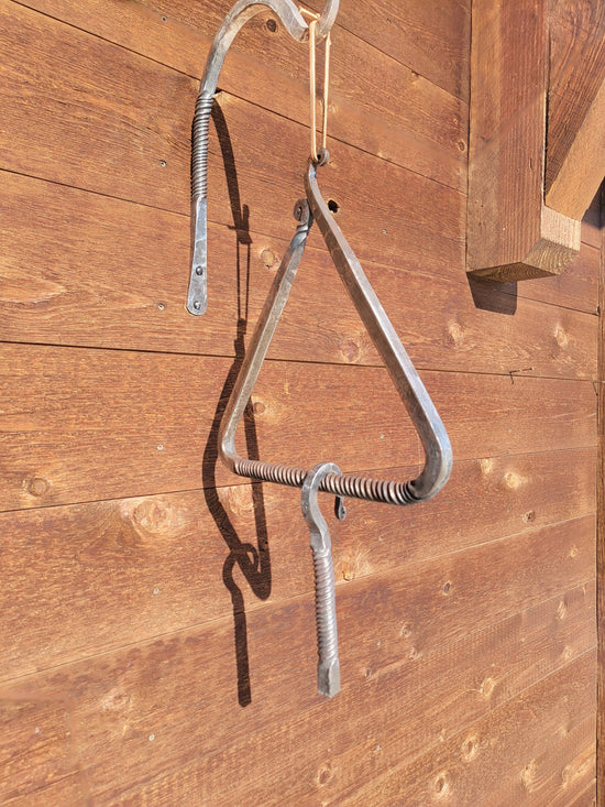 Load image into Gallery viewer, Hand Forged Twisted Iron Dinner Triangle
