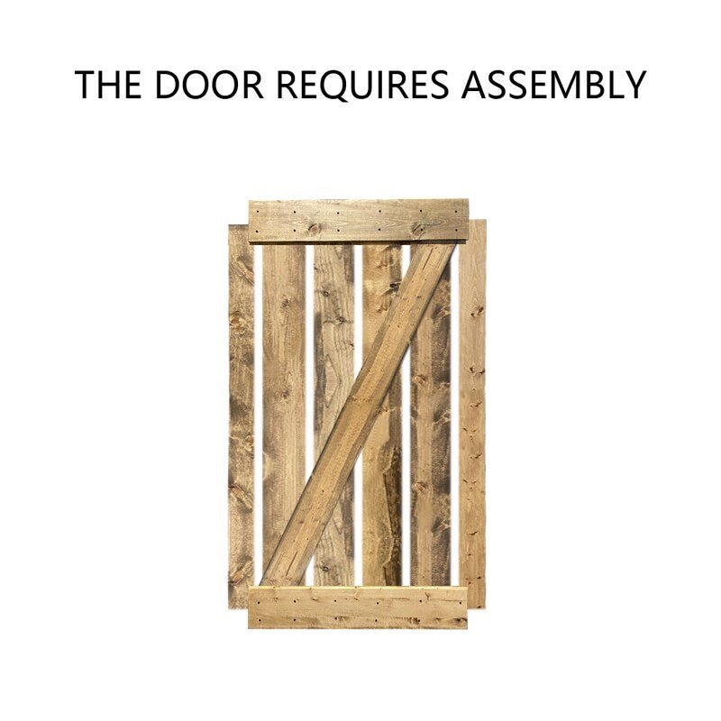 CALHOME Z Bar Series Solid Pine Wood Sliding Barn Door w/ Hardware Kit Doors Barn Door Kit