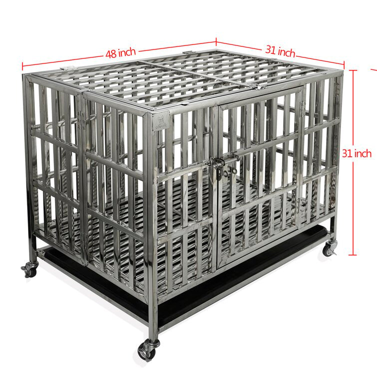 Heavy Duty Steel Dog Cage Kennel Playpen for Training Large Dog with Double Doors & Locks Design Pet Crate Pet Accessories