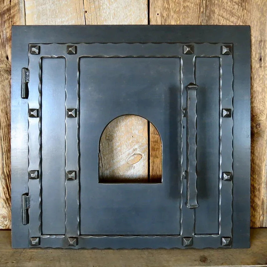 rustic pizza oven door, old wood fired oven door, authentic brick oven  door, wrought iron pizza oven door, black wood fired oven door – Old West  Iron