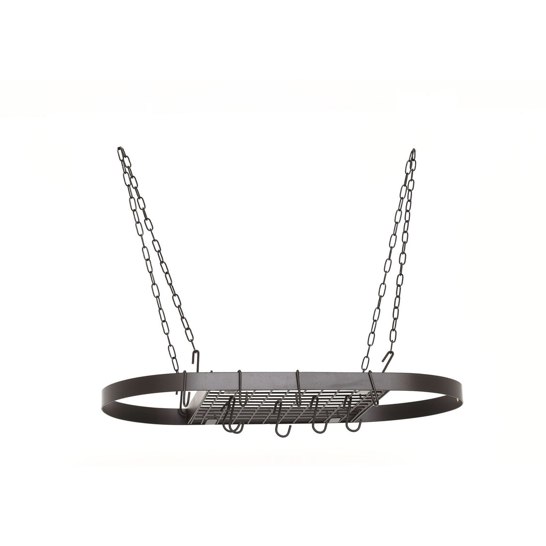 Old Dutch Matte Black Oval Hanging Pot Rack & 12 Hooks Old West Iron