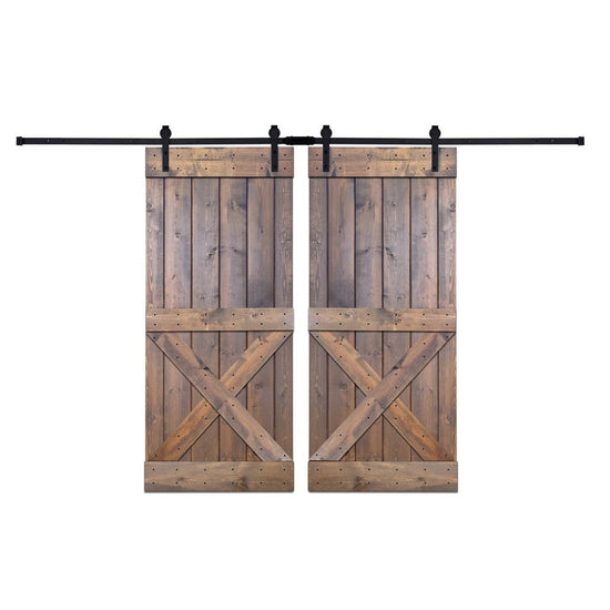 Puerta de granero doble pintada con paneles de madera serie DX (juego – Old  West Iron