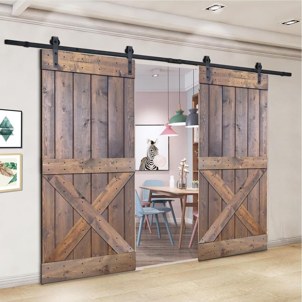 Puerta de granero doble pintada con paneles de madera serie DX (juego – Old  West Iron