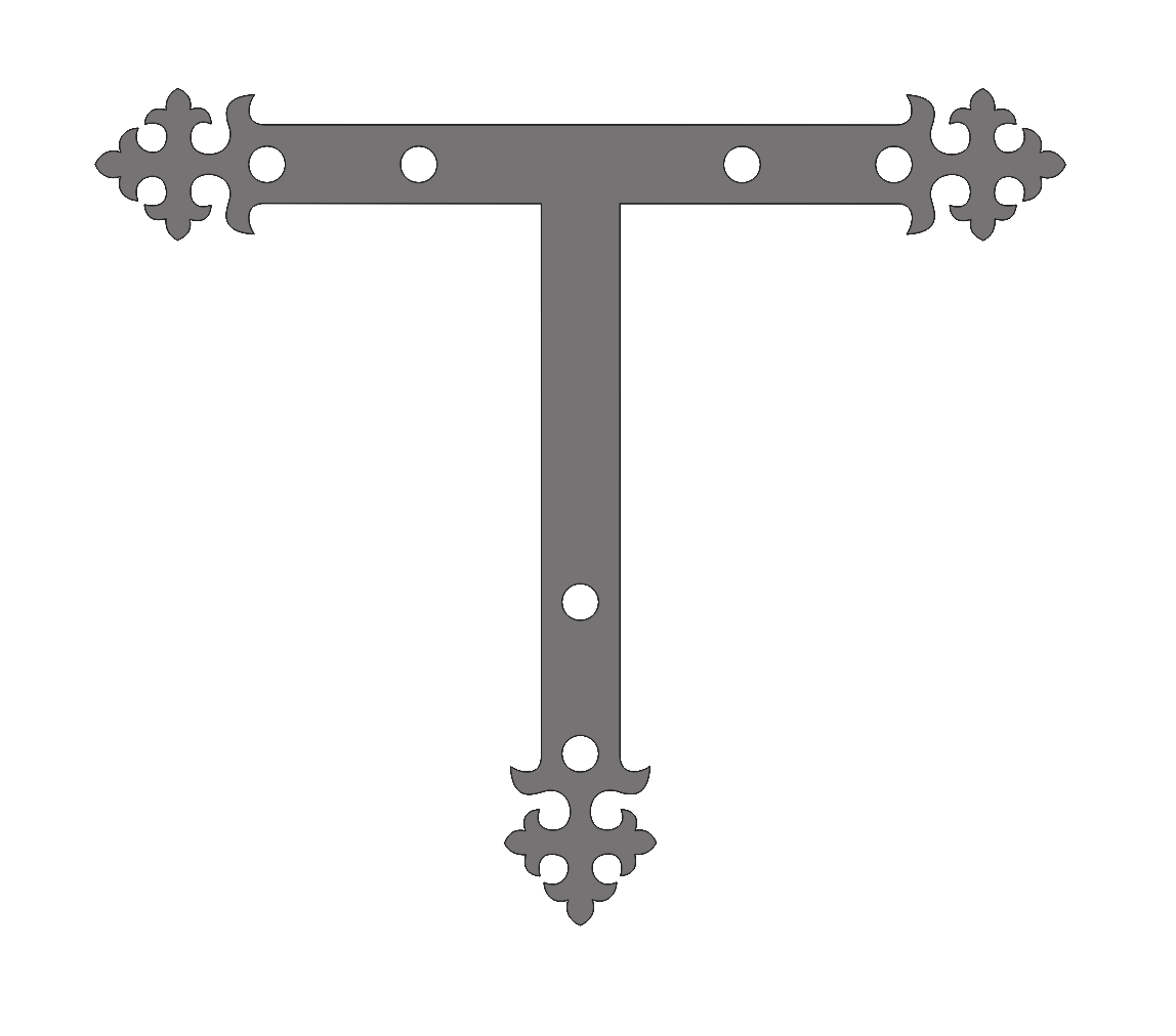 Placa frontal en T de hierro portugués
