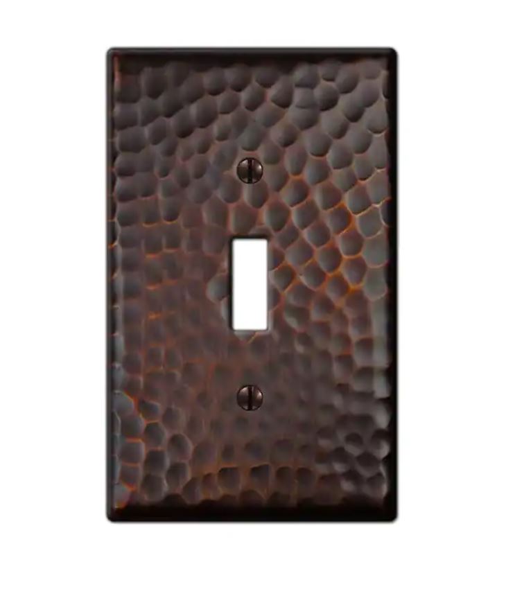 Load image into Gallery viewer, Aged Bronze Hammered Single Gang Switch Cover
