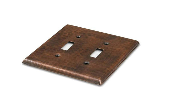 Solid Copper Hammered Double Switch Plate Cover