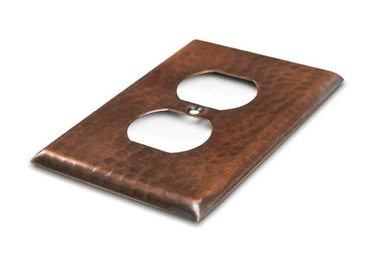 Load image into Gallery viewer, Solid Copper Hammered Duplex Outlet Cover
