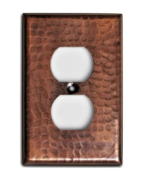 Load image into Gallery viewer, Solid Copper Hammered Duplex Outlet Cover
