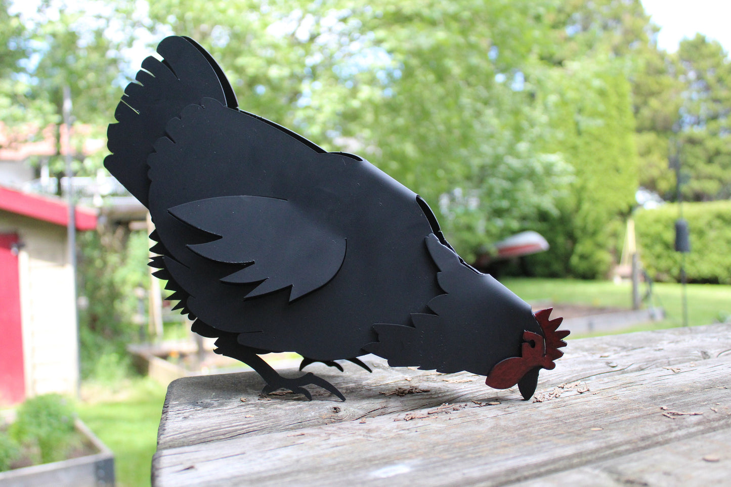 Sculpture de jardin de poule soudée, art de cour, poulets de basse-cou –  Old West Iron
