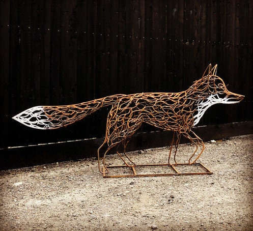 Fait à la main en métal rustique regarder Fox jardin Sculpture jardin – Old  West Iron