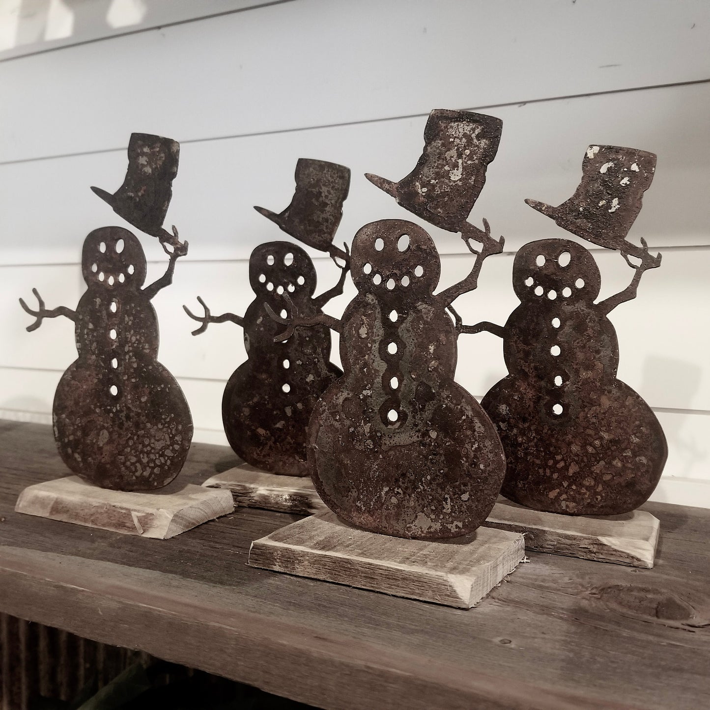 Metal Snowman Stackable Rusty Metal Snowman Stand