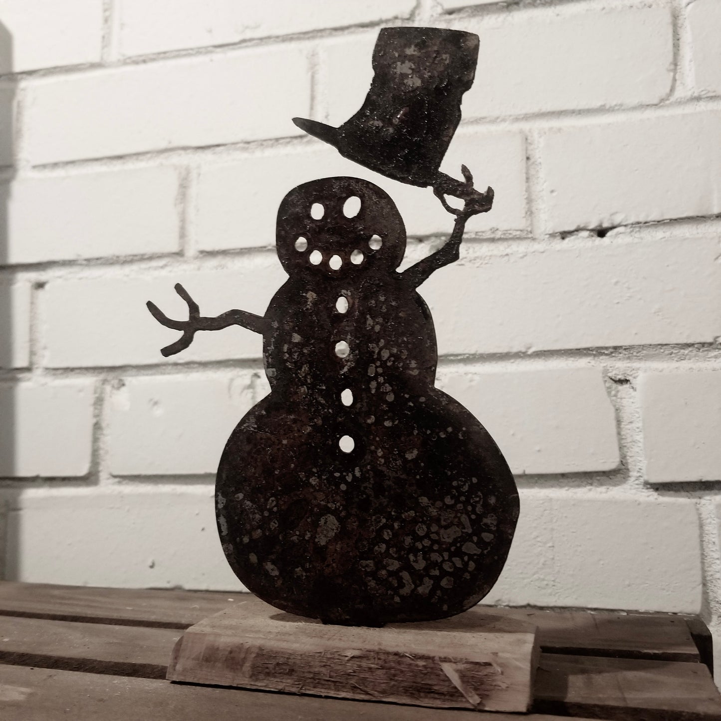 Metal Snowman Stackable Rusty Metal Snowman Stand