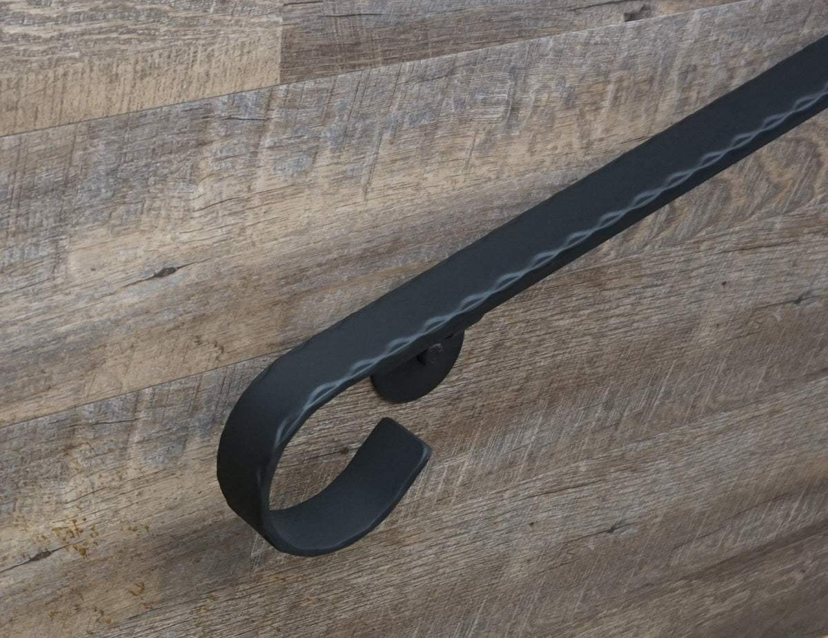 Hammered Edge Flat Bar Wrought Iron Handrail Old West Iron