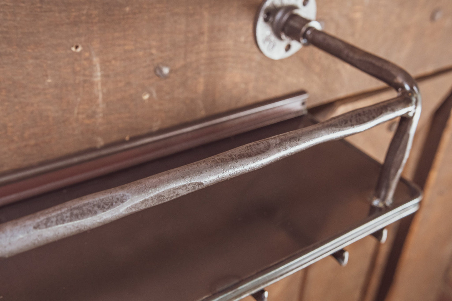 Industrial Metal Shelving With Wine Glass Holders shelving
