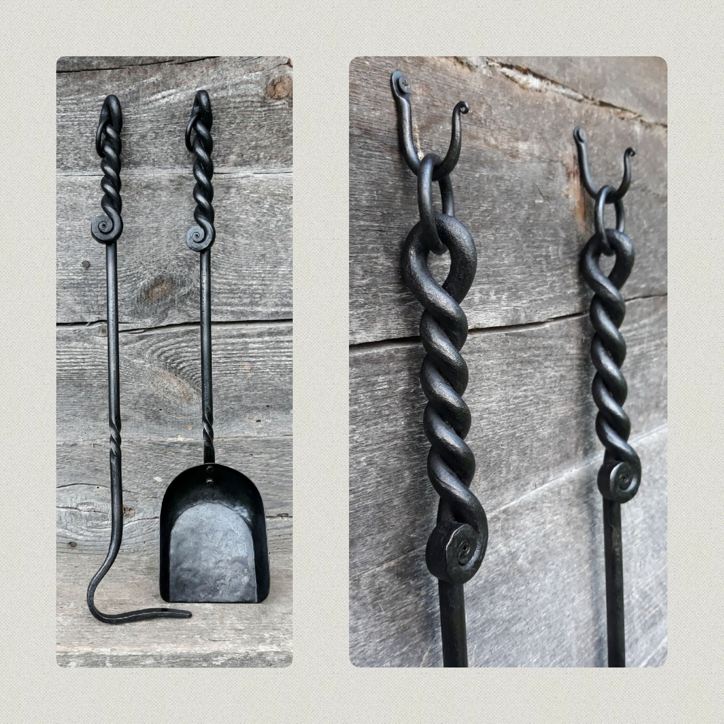 Ensemble d'outils forgés à la main pour cheminée et pelle à cheminée e –  Old West Iron