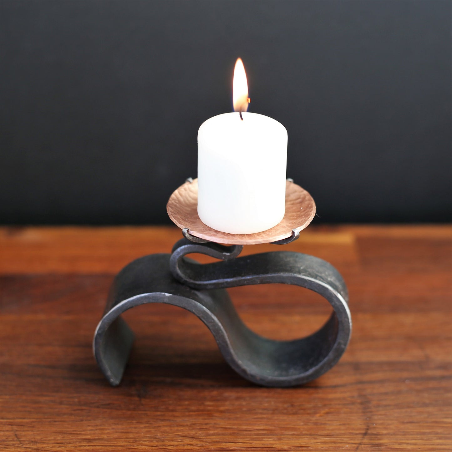 Candle Holder Iron and Copper - Hand Forged 6th 7th Anniversary Gift -Copper Sconce For Tea light - Holder for Votive Candle - Decorative