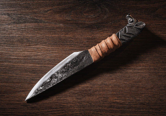 Hand Forged Viking Knife - 5.5 Blade with Boar's Head Hilt