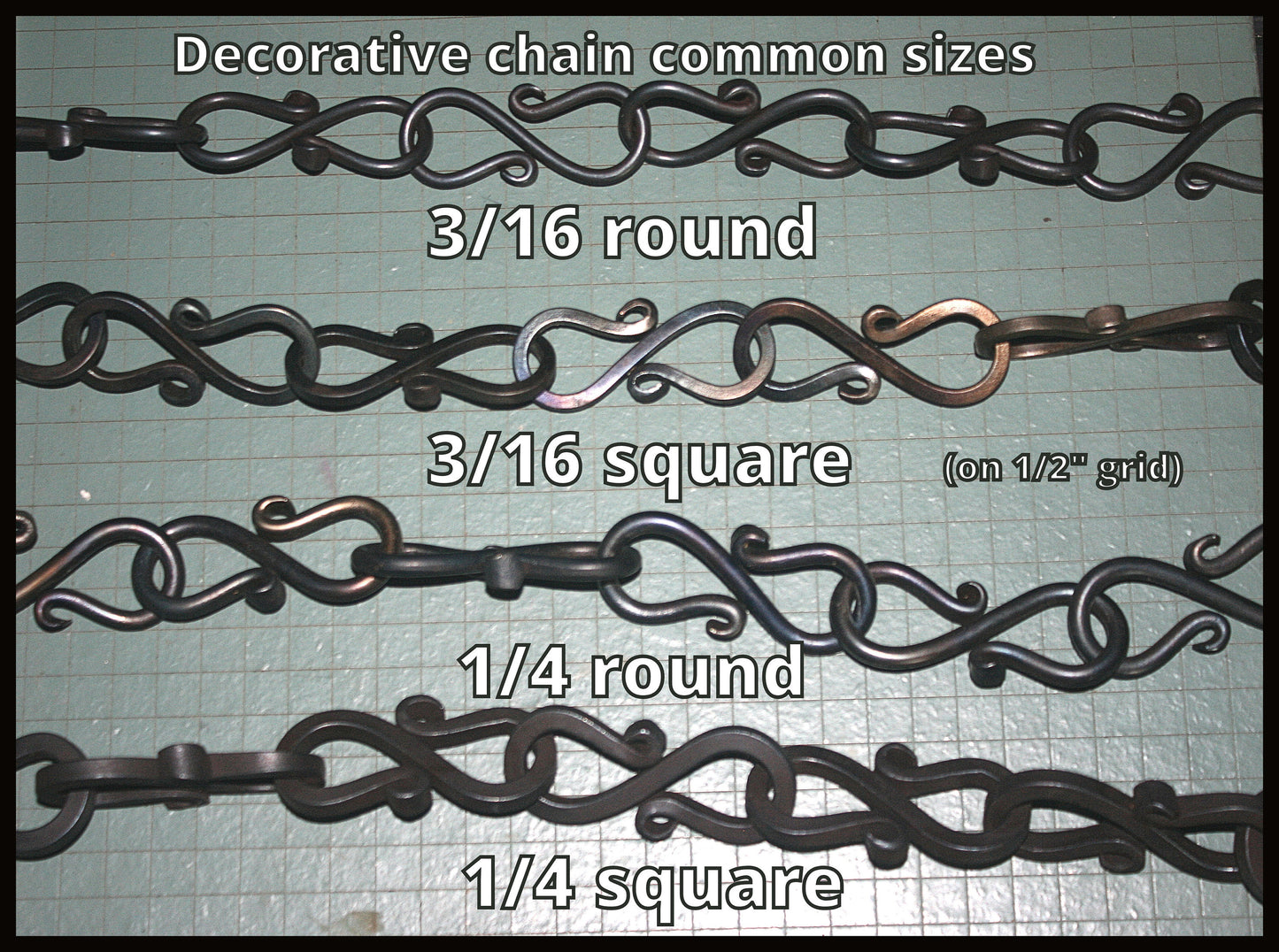 decorative chain hand forged (1/4" square)