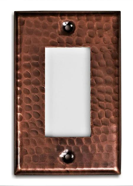 Solid Copper Hammered Single Rocker Switch Plate